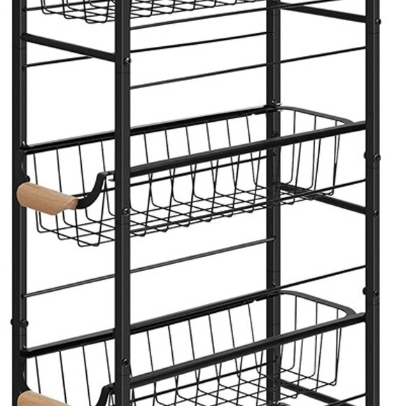 NEW 4-Tier Rolling Storage Cart, Rolling Kitchen Cart, Narrow Utility Cart. - Picture 3 of 8